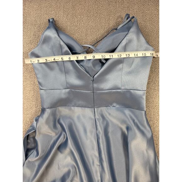 Sorella Vita Formal Dress Gown Modern Satin Bridesmaid Prom Stone Blue Size 10 - Picture 10 of 14